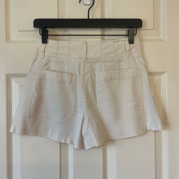 Maeve by Anthropologie The Colette Linen Blend Shorts Ivory Cream Size 27 - Picture 11 of 12